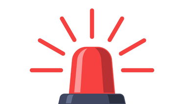 A cartoon graphic of a red flashing siren