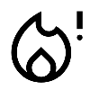 fire with an exclamation point icon