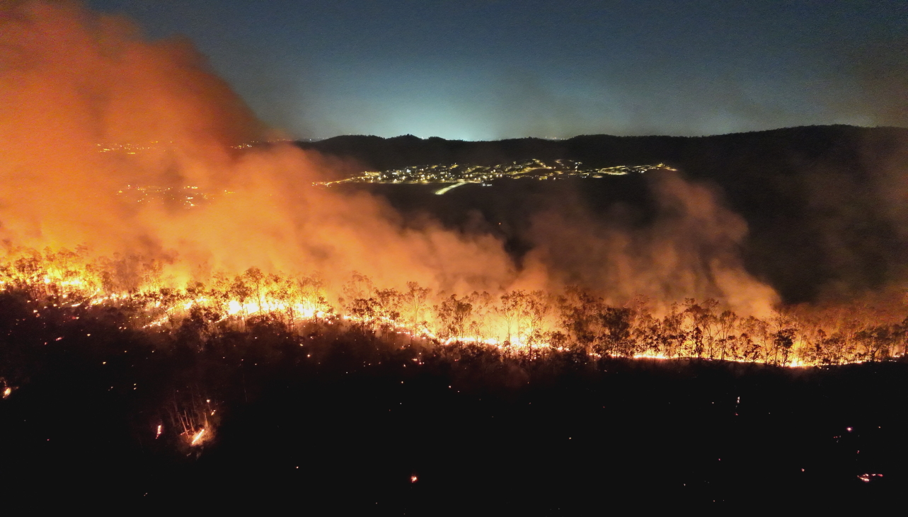 Drone view of bushfire